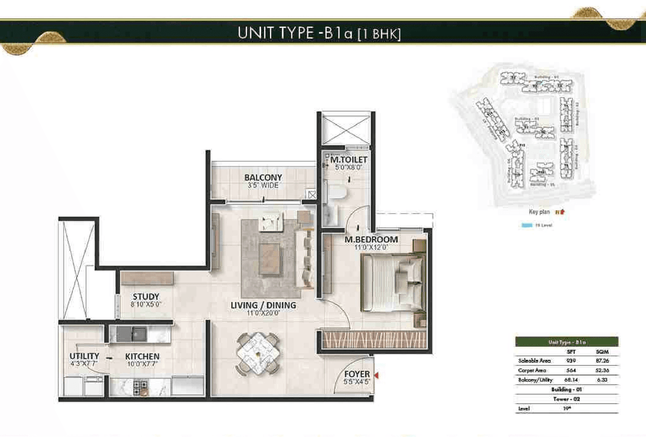 Prestige Evergreen Park Unit plan - 564 sq.ft.