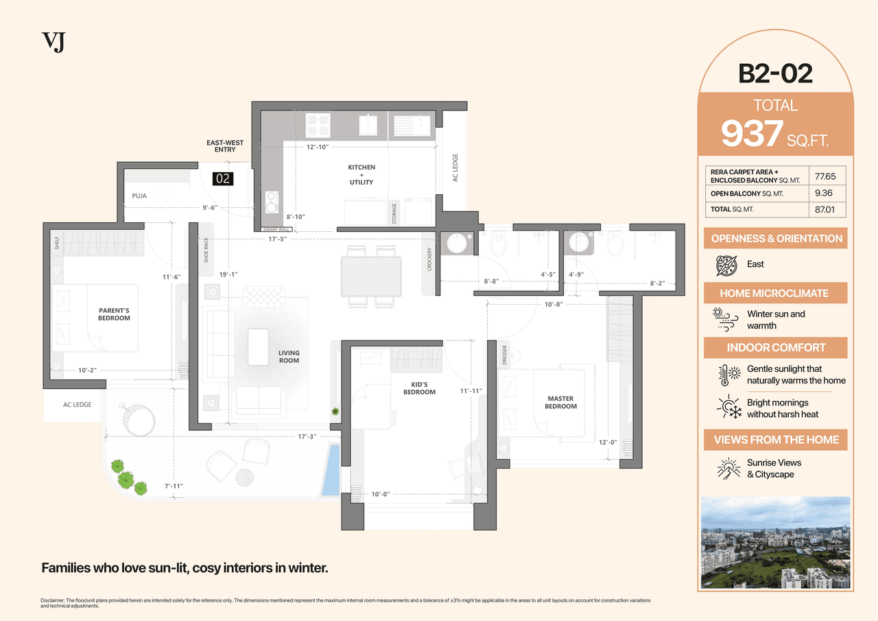 VJ Palladio Laviento Unit plan - 937 sq.ft.