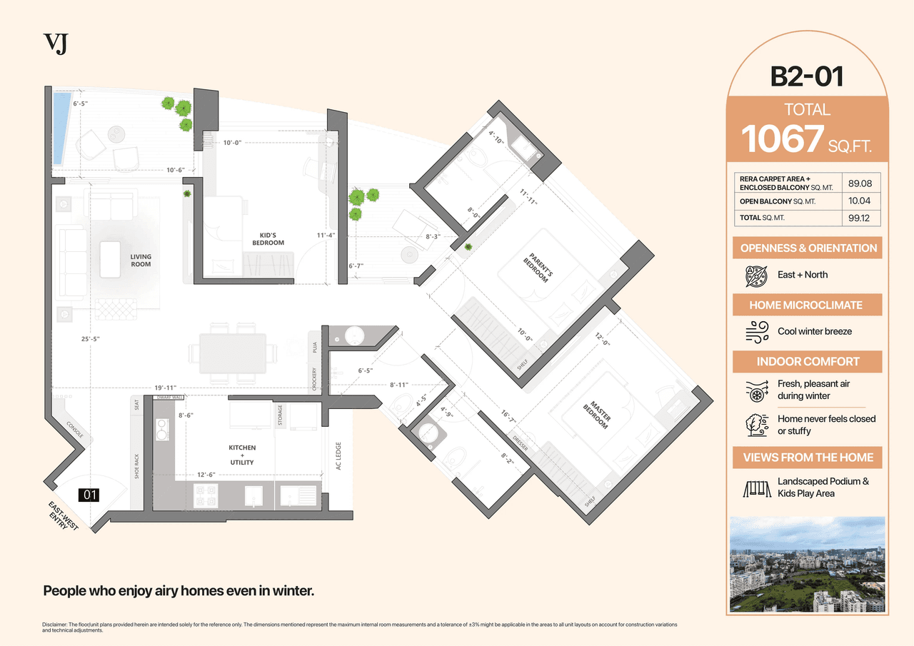 VJ Palladio Laviento Unit plan - 1067 sq.ft.