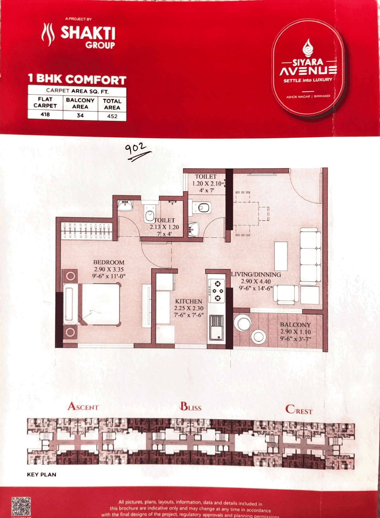 Siyara Avenue Unit plan - 452 sq.ft.