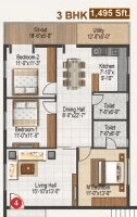 Atulyam Trident Unit plan - 976 sq.ft.