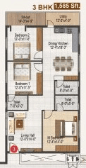 Atulyam Trident Unit plan - 1060 sq.ft.