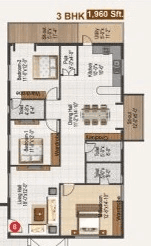 Atulyam Trident Unit plan - 1267 sq.ft.
