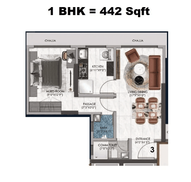 Sanghvi Horizon Unit plan - 442 sq.ft.