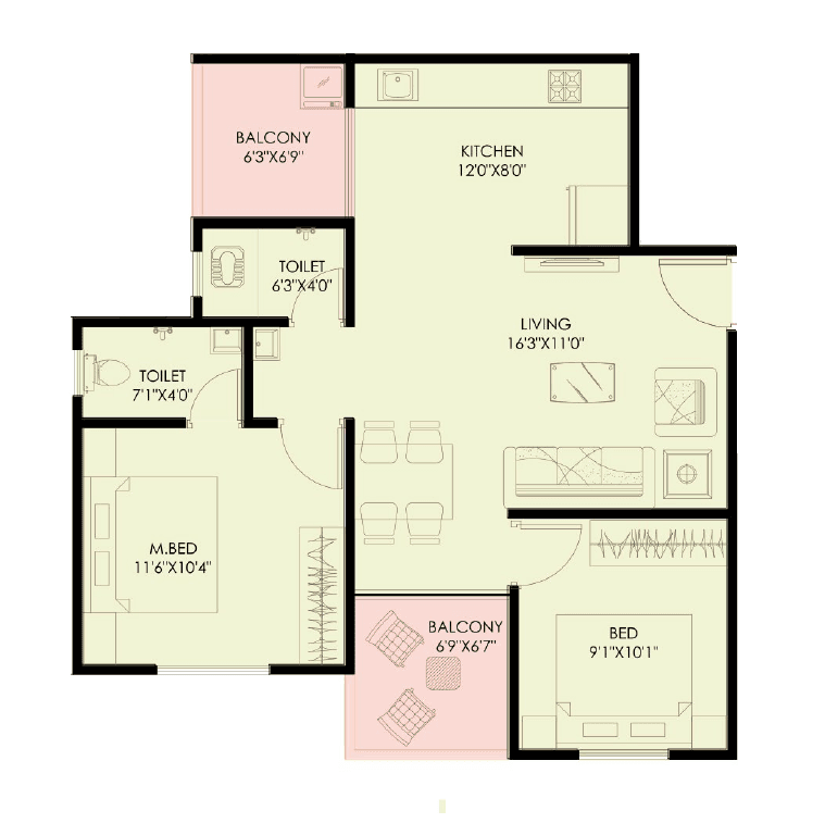 Goodwill DLC Wondernest Unit plan - 701 sq.ft.