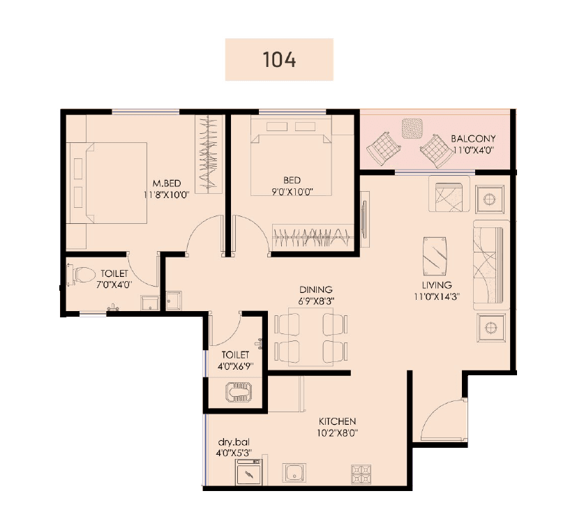 Goodwill DLC Wondernest Unit plan - 707 sq.ft.