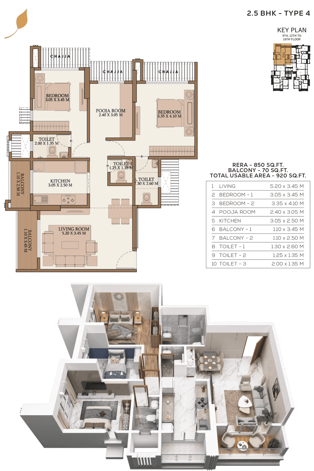 Mahalakshmi Anand One Unit plan - 920 sq.ft.