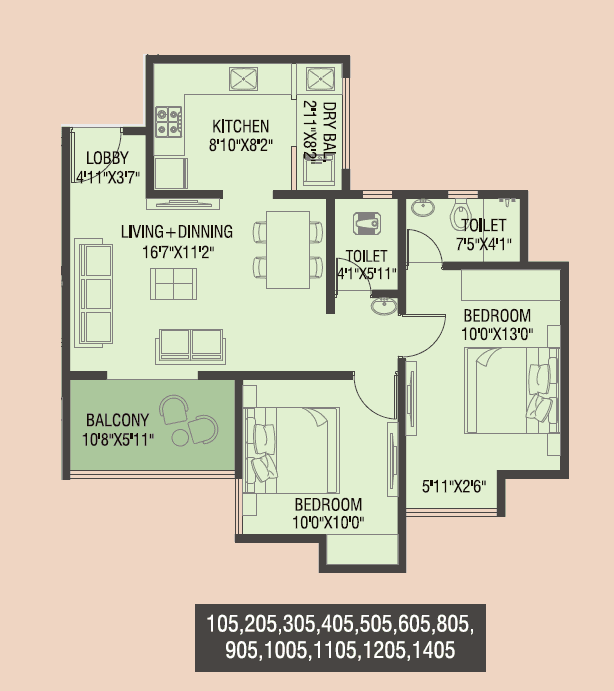 Primal Saundaryam Unit plan - 739 sq.ft.