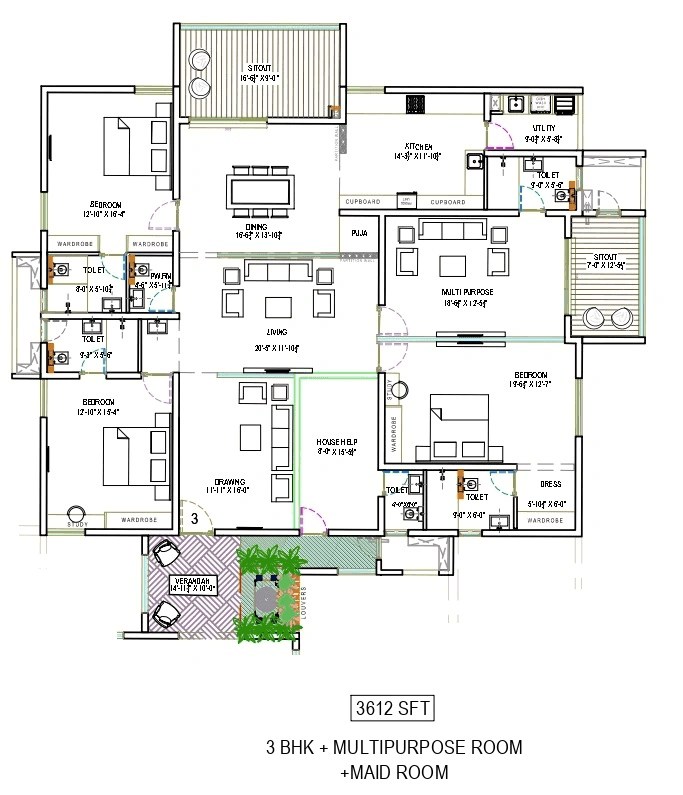 The Sky 49 by Ananda Prosper Unit plan - 2528 sq.ft.