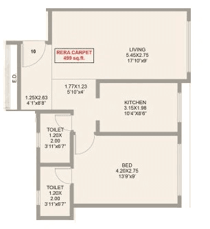 Varad Yog Unit plan - 499 sq.ft.