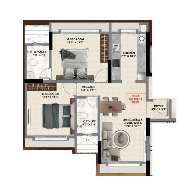 Samarpan Vanita Niketan Unit plan - 627 sq.ft.