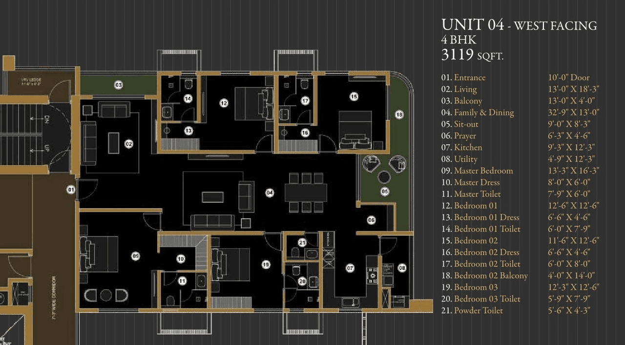 Aurum by Sree Varaaha Unit plan - 2245 sq.ft.