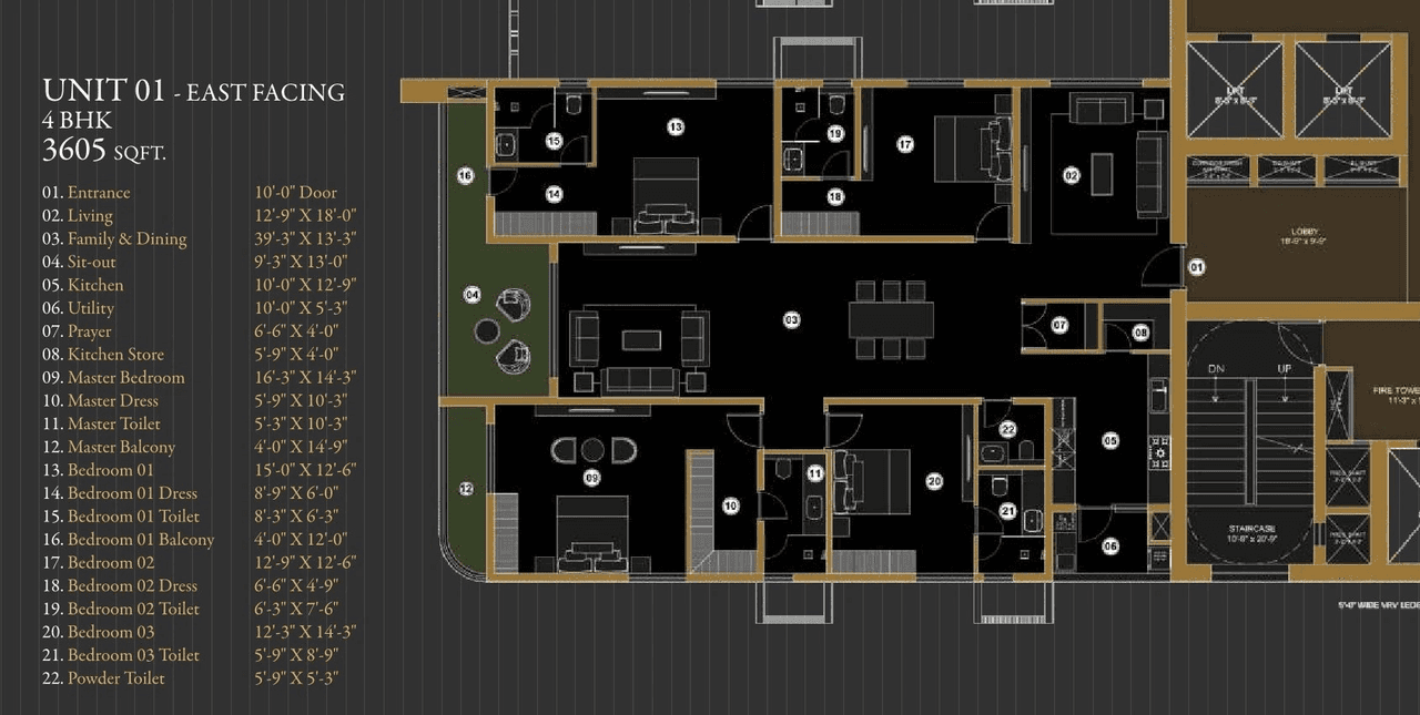 Aurum by Sree Varaaha Unit plan - 2595 sq.ft.