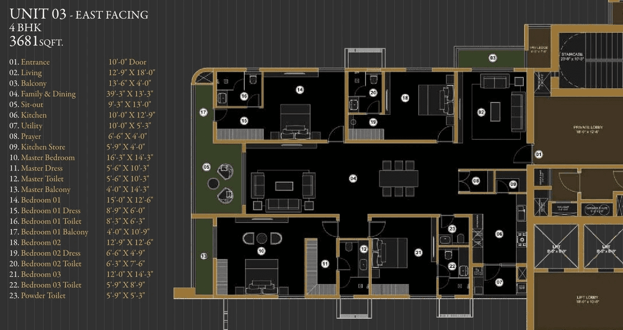 Aurum by Sree Varaaha Unit plan - 2650 sq.ft.