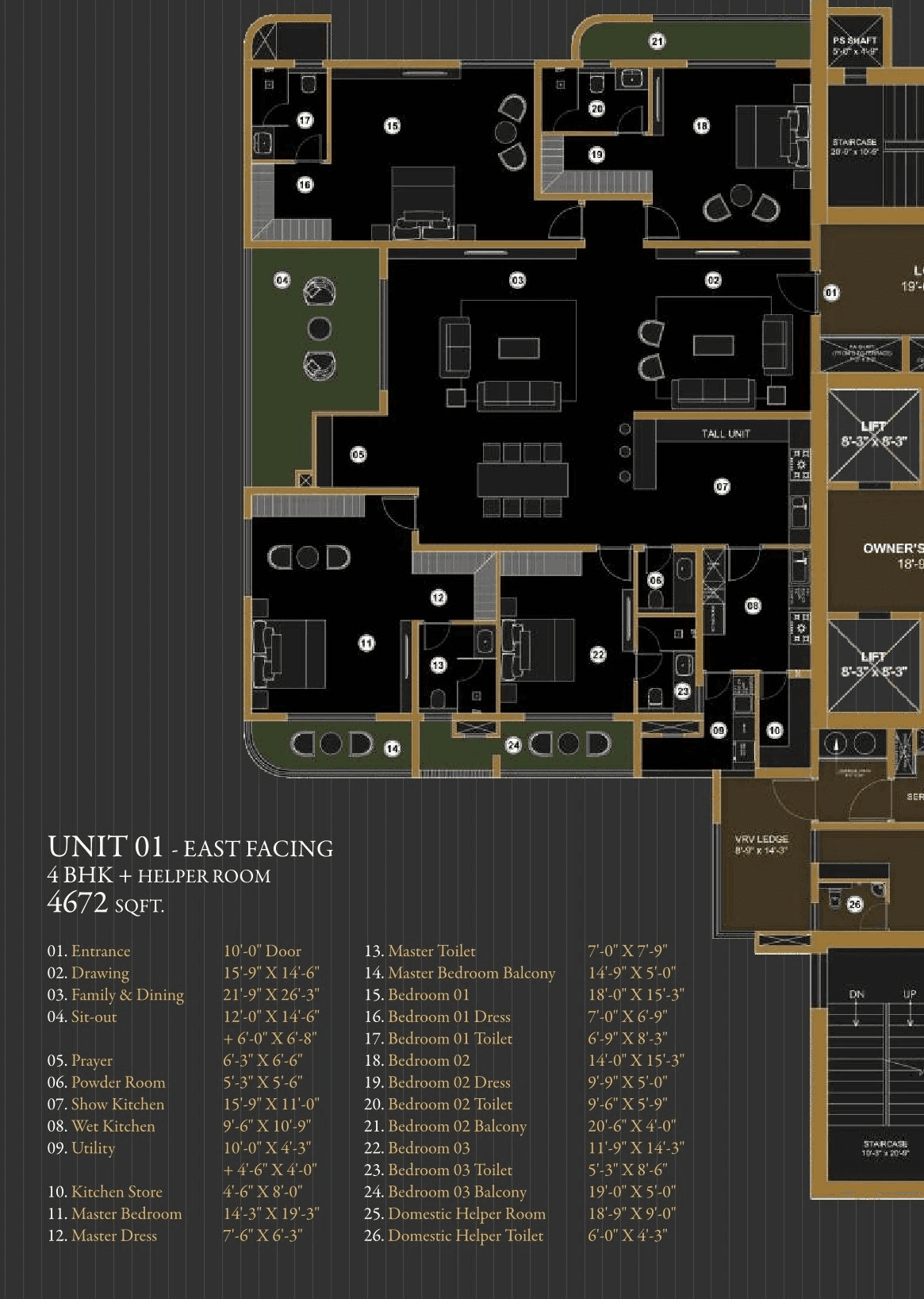 Aurum by Sree Varaaha Unit plan - 3363 sq.ft.