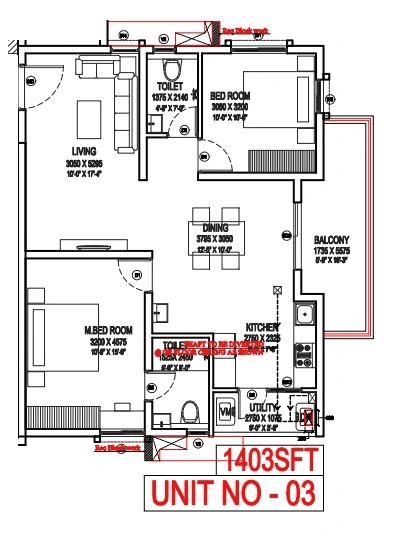 Profound Vanam Unit plan - 982 sq.ft.