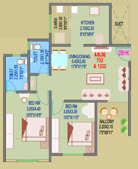 Goodwills Palaash Riveria Unit plan - 742 sq.ft.