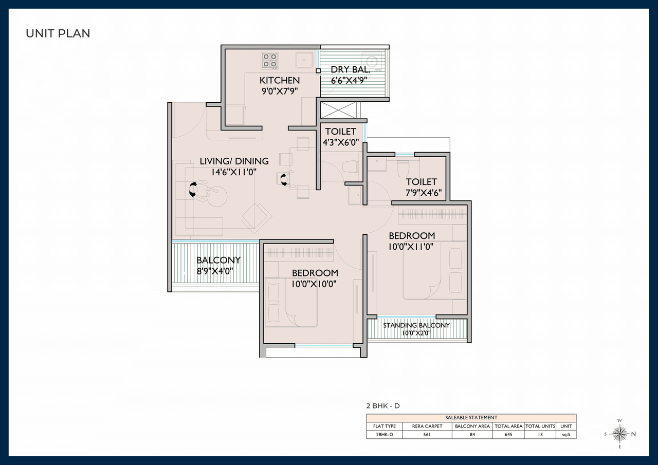 Shankeshwar Citadel Unit plan - 645 sq.ft.