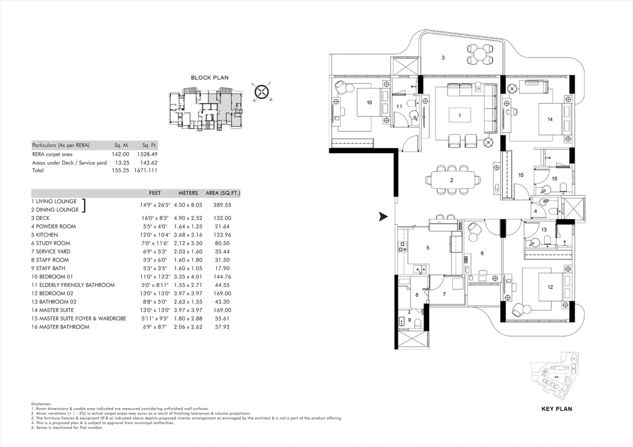 Rustomjee Balmoral Golflinks Unit plan - 1671 sq.ft.