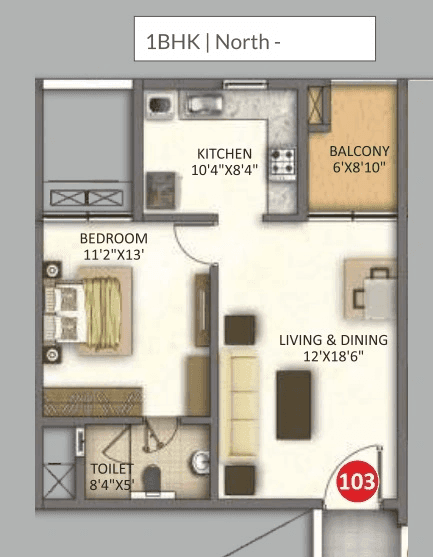 MEDA Water Edge Unit plan - 502 sq.ft.