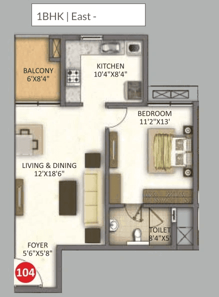 MEDA Water Edge Unit plan - 537 sq.ft.