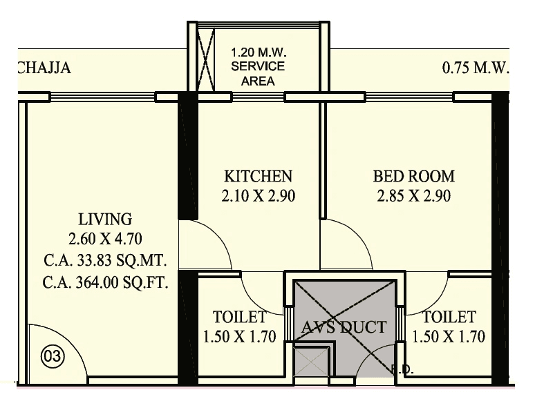Shraddha Vardaan Unit plan - 364 sq.ft.