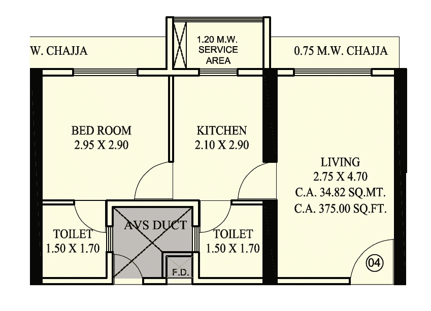 Shraddha Vardaan Unit plan - 375 sq.ft.