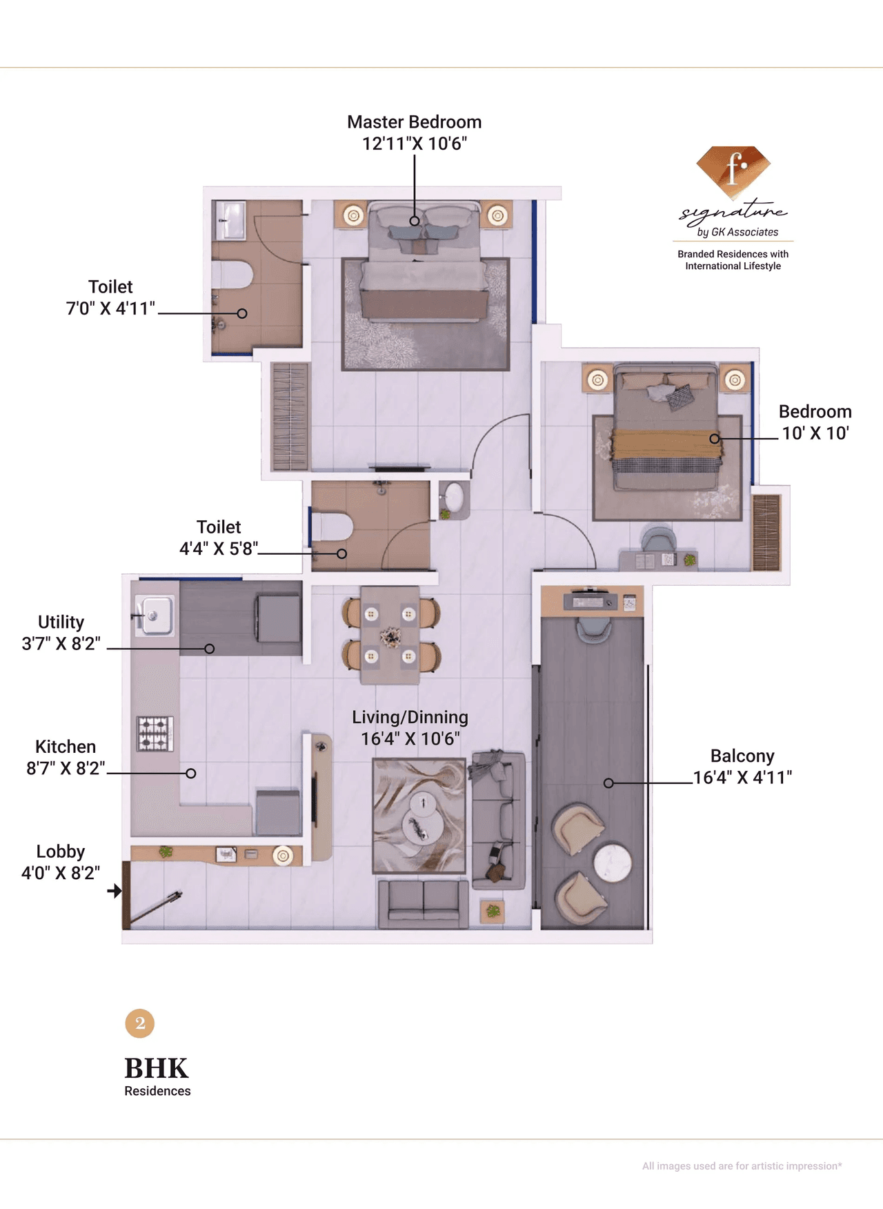 GK F Signature Unit plan - 750 sq.ft.