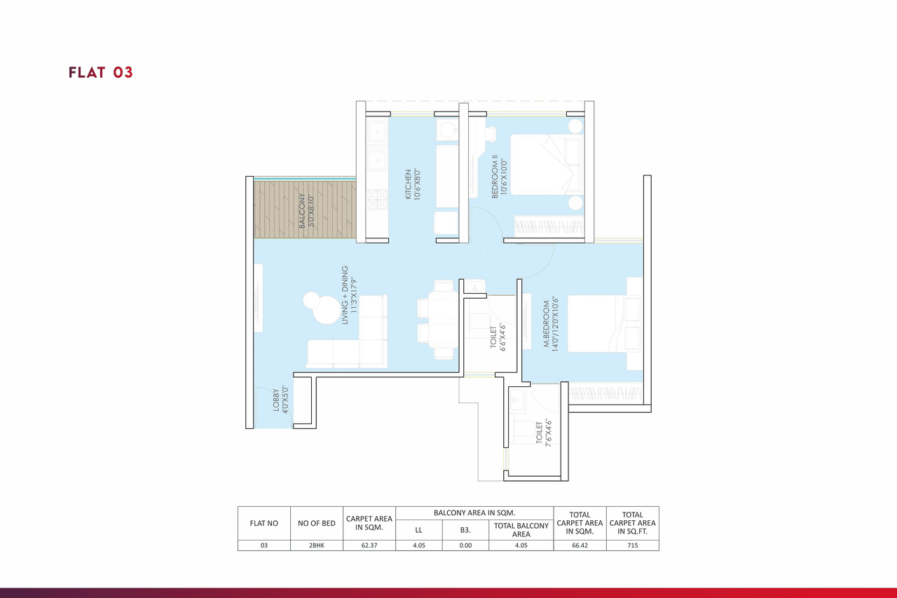 Urway Aikyam Unit plan - 715 sq.ft.