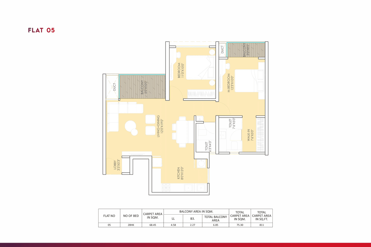 Urway Aikyam Unit plan - 811 sq.ft.