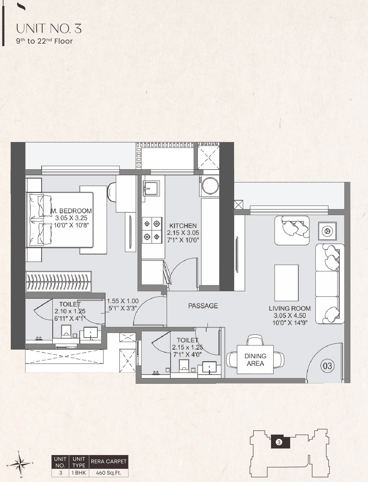 Craft de Srishti Unit plan - 460 sq.ft.