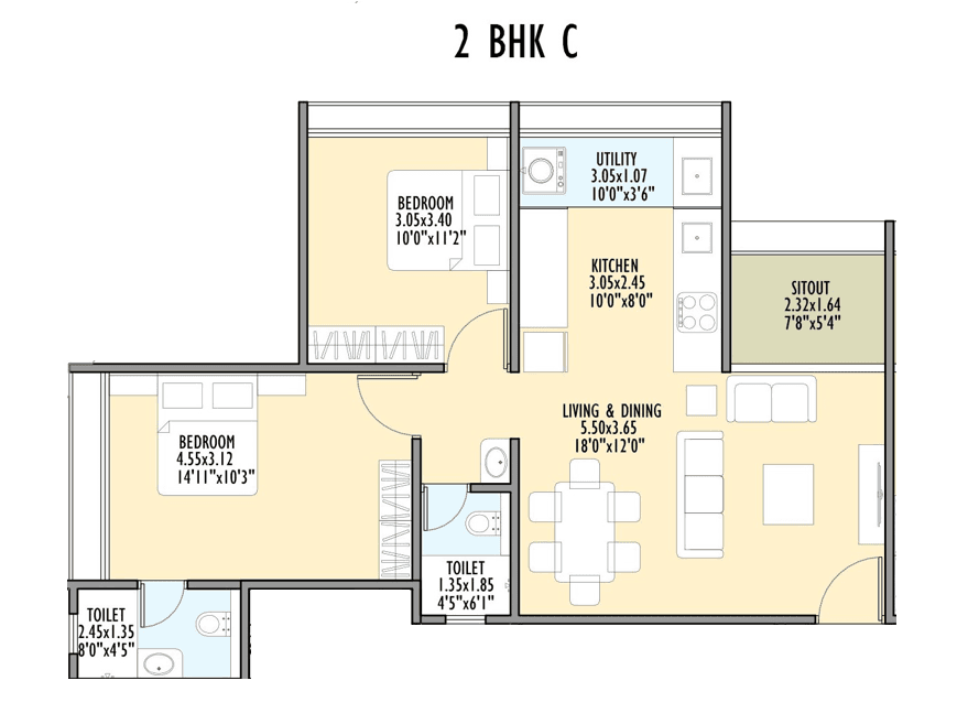 Om Sky Stories Unit plan - 752 sq.ft.