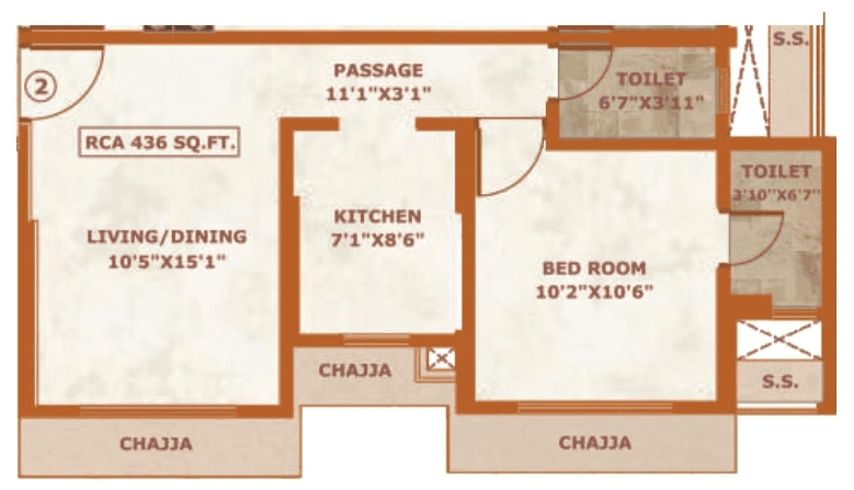 Manthan Acropolis Unit plan - 436 sq.ft.