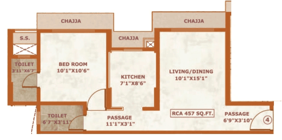 Manthan Acropolis Unit plan - 457 sq.ft.