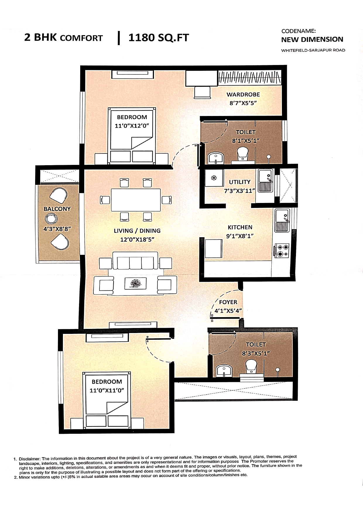 Abhee New Dimension Unit plan - 708 sq.ft.