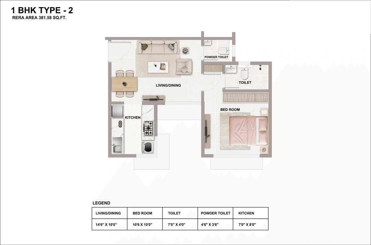 Kean Avenor Park Unit plan - 381 sq.ft.