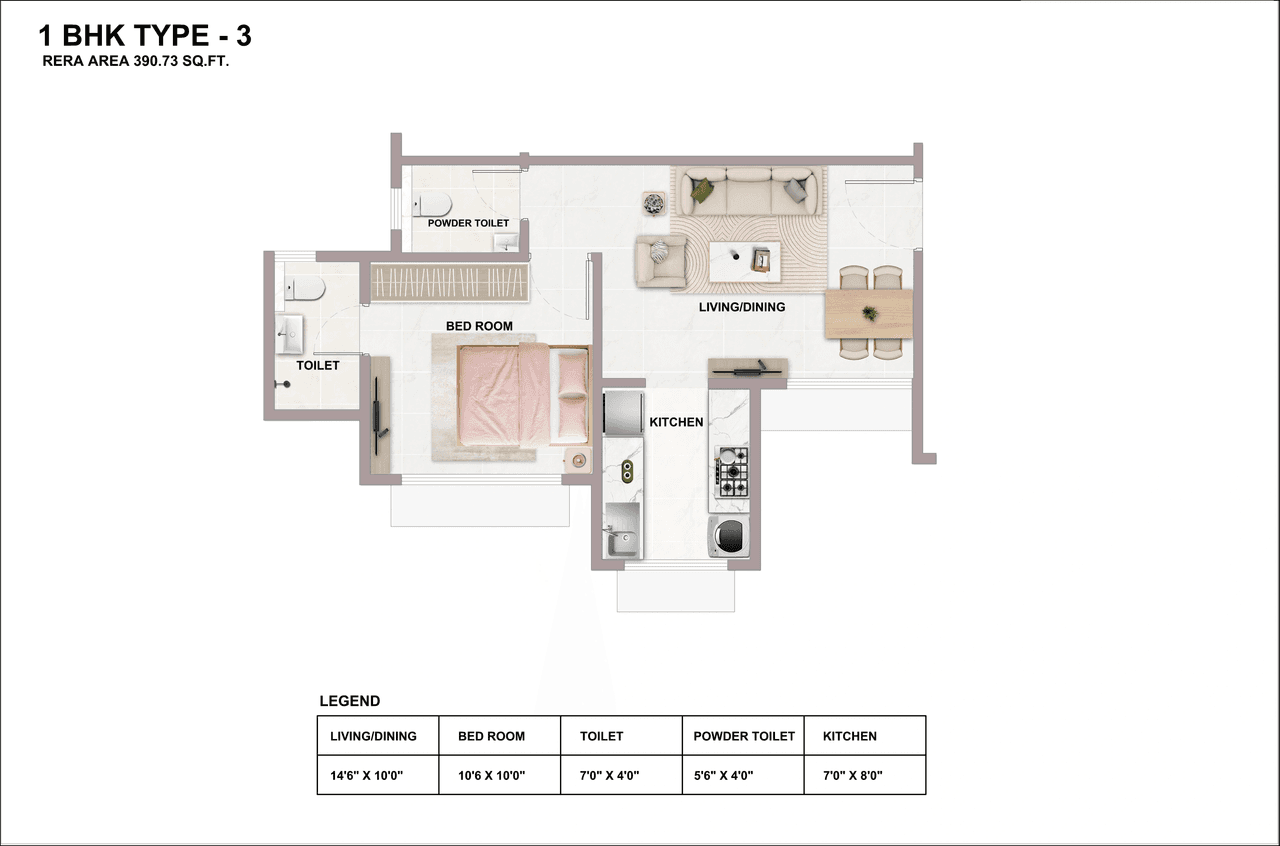 Kean Avenor Park Unit plan - 390 sq.ft.