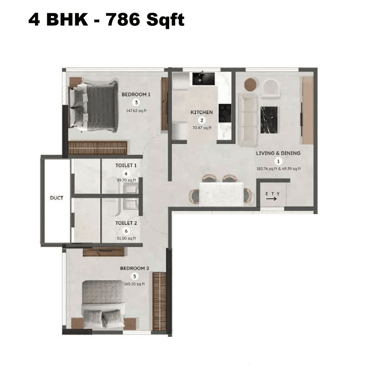 Poonam Armaan Unit plan - 786 sq.ft.