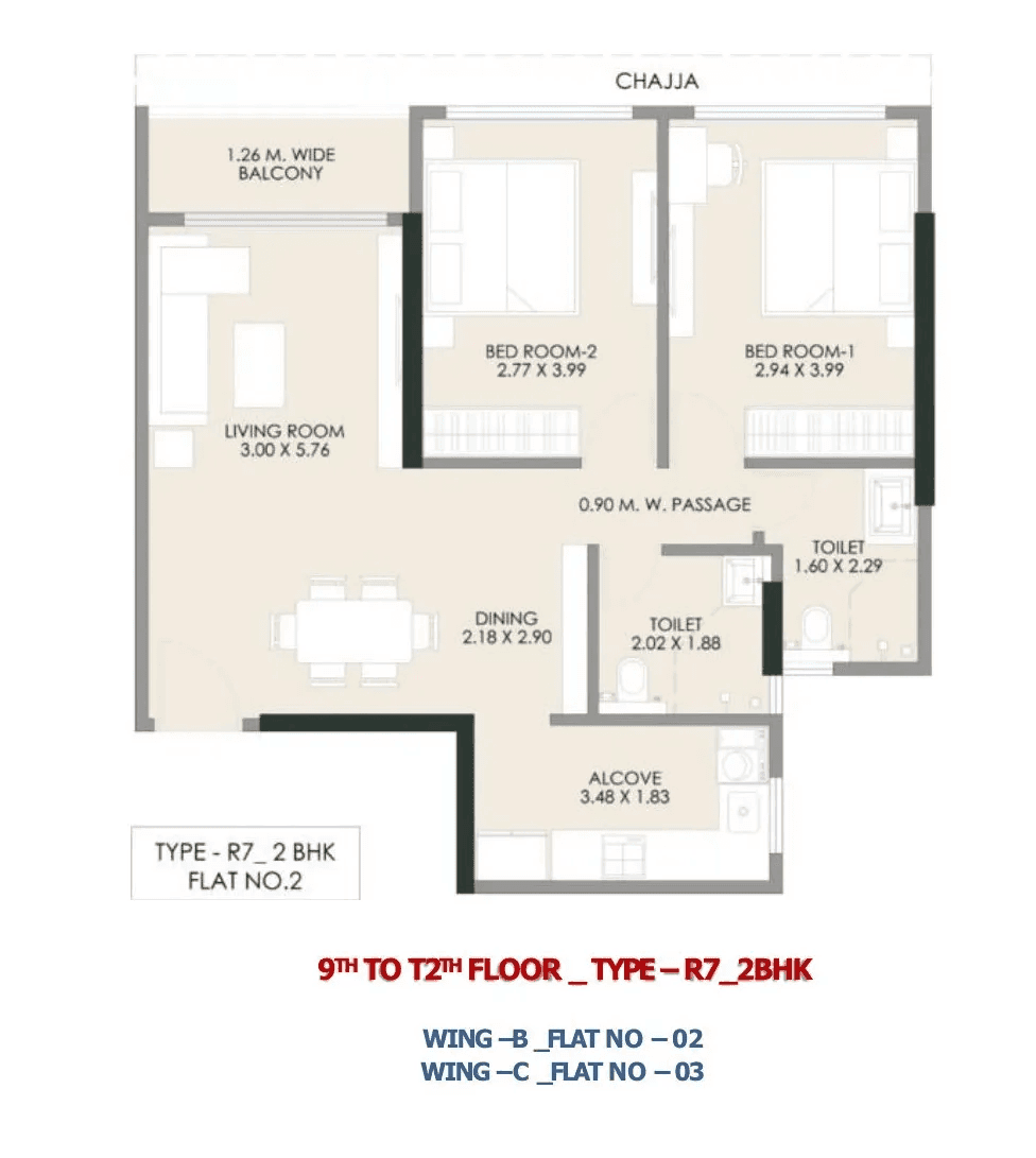 JP Matunga Origins Unit plan - 623 sq.ft.