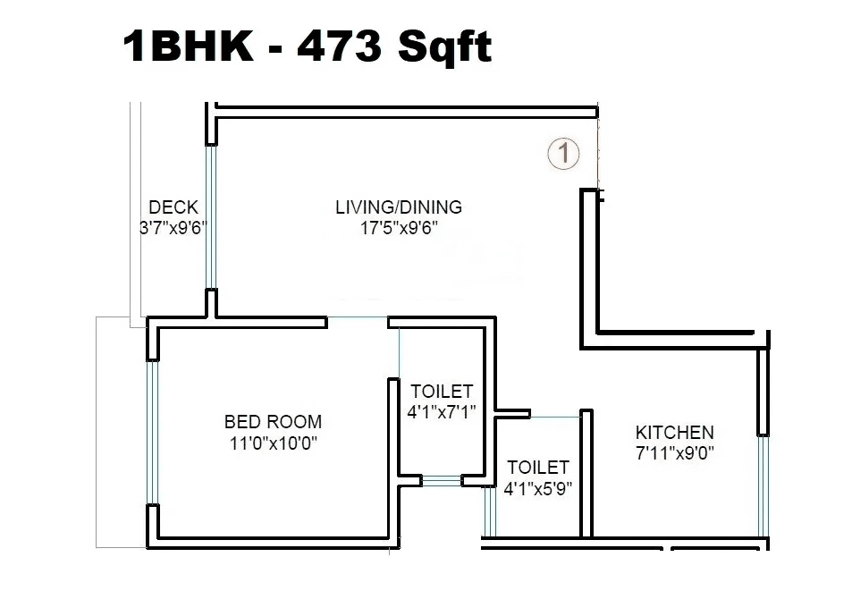 DGS Sheetal Shashank Unit plan - 473 sq.ft.
