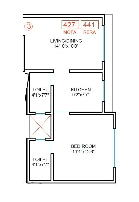 DGS Sheetal Shashank Unit plan - 441 sq.ft.