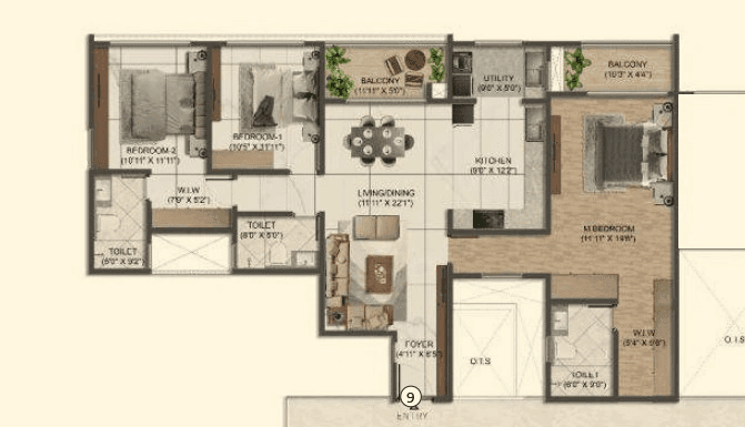 Sumadhura Solace Unit plan - 1424 sq.ft.