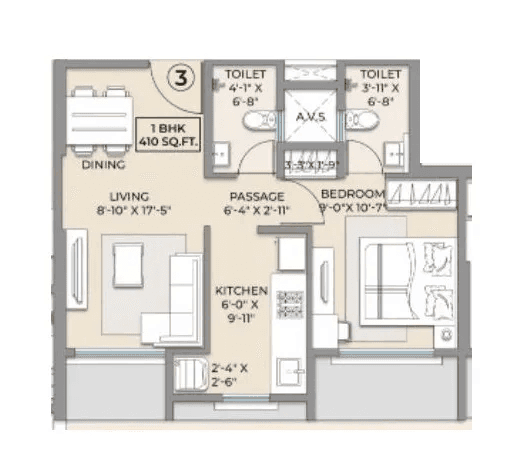 Hum GS Heights Unit plan - 410 sq.ft.