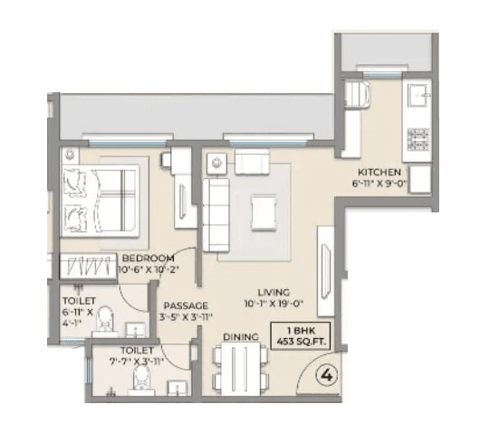 Hum GS Heights Unit plan - 453 sq.ft.