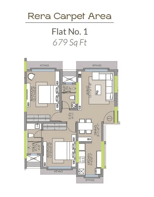 JRT Arave Unit plan - 679 sq.ft.