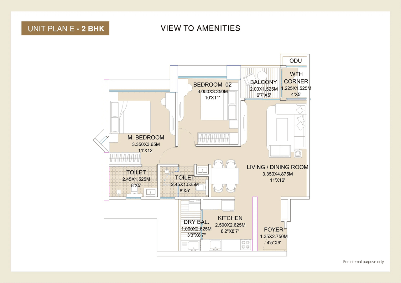 Namrata 6 Boulevard Unit plan - 797 sq.ft.