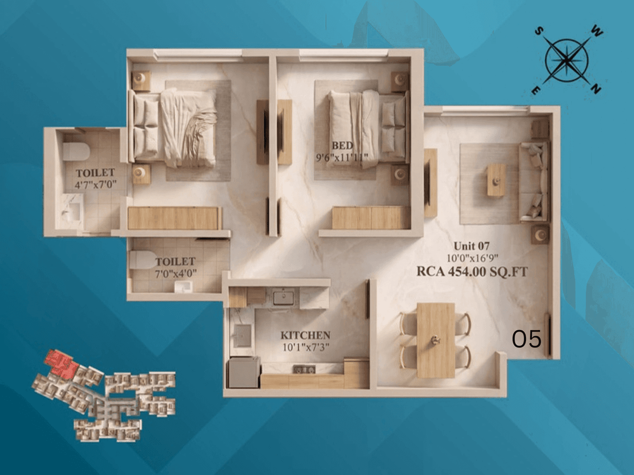 Walchand Park View Unit plan - 454 sq.ft.