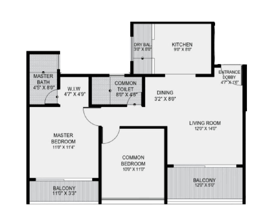 Om Mangalam Samruddhi Unit plan - 785 sq.ft.