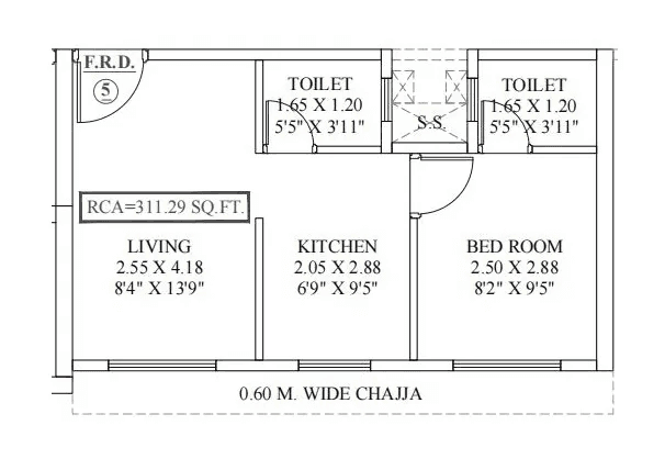 DGS Sheetal Uptown Unit plan - 311 sq.ft.