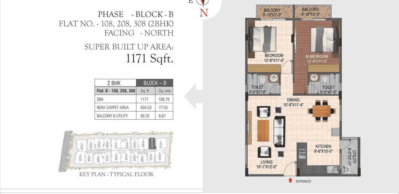Hoysala Hallmark Lalith Unit plan - 936 sq.ft.